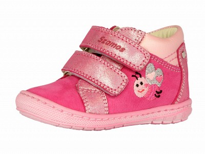 Szamos 1647-50611 Lány bőrcipő az első lépésekhez méhecskés mintával - pink