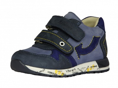 Szamos 1703-10133 Fiú sportcipő bőrből nyíl mintával - kék