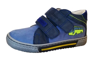 Szamos 1637-10753 Fiú sportos bőrcipő busz hímzéssel - kék