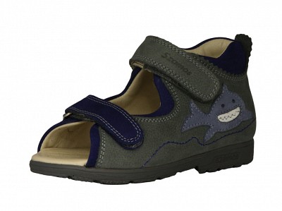 Szamos 4447-20739 Fiú supinált szandál cápás mintával - szürke